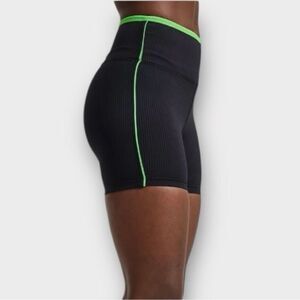 Year of Ours Ribbed Track Bike Short in Black and Green Women’s Size XS NWT